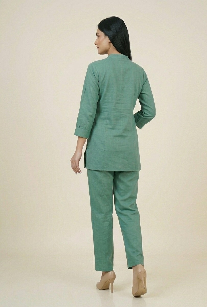 Sage Green Co-ord Set with Floral Embroidery - Image 4