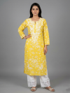 Yellow Chikankari Kurti with Palazo Bottom Net