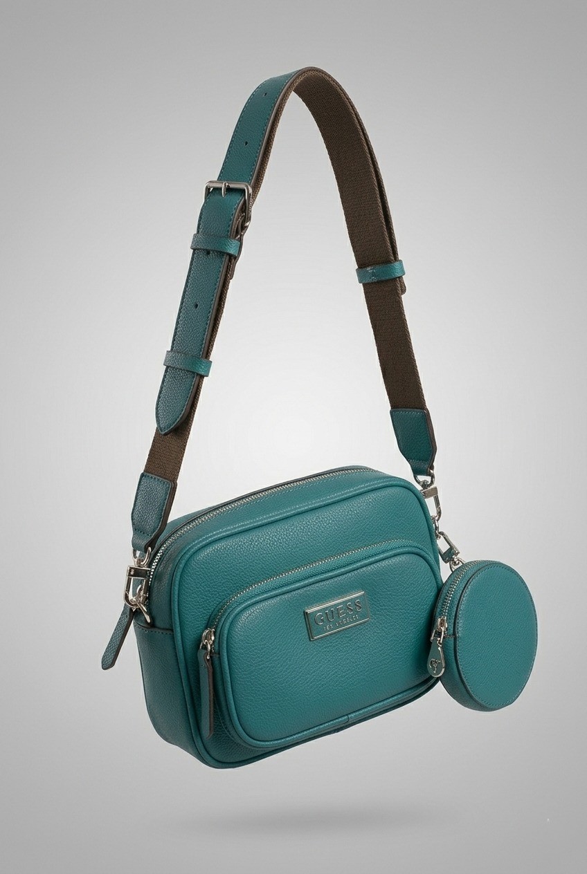 Guess Teal Crossbody Bag with Mini Round Pouch - Image 2
