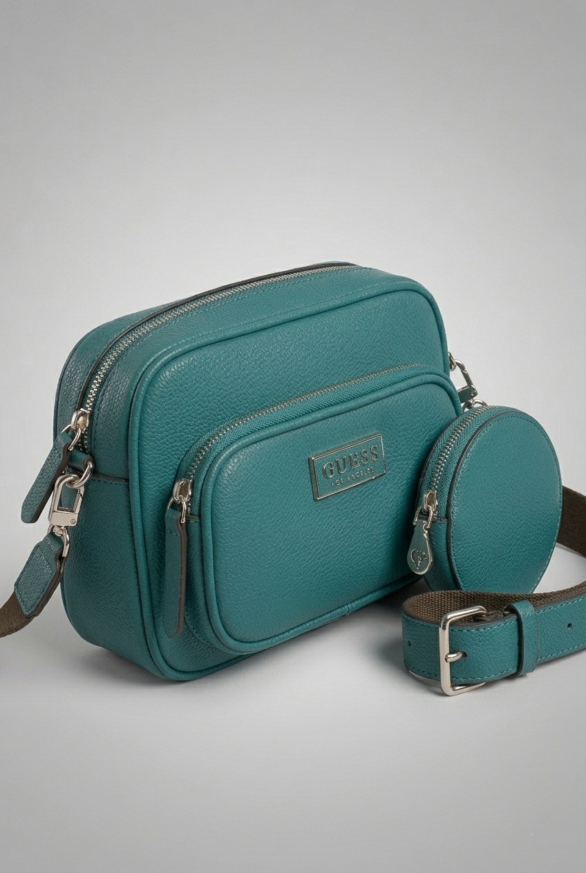 Guess Teal Crossbody Bag with Mini Round Pouch - Image 3