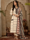 Cream Geometry Print Dupatta Suit